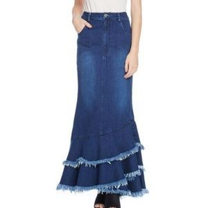Long denim skirt